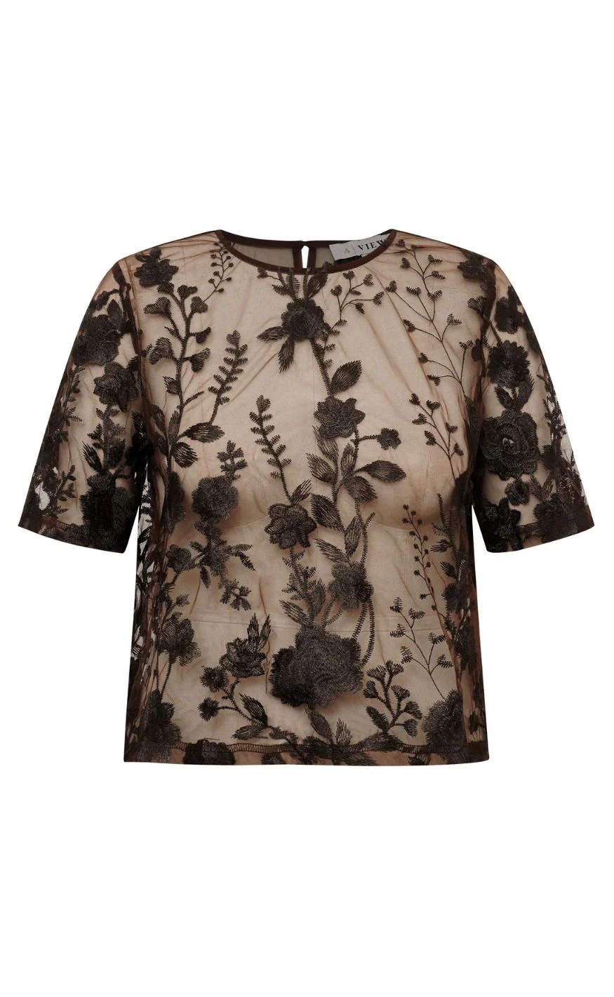 A-View Bluse - Fuchsia - Dark Brown