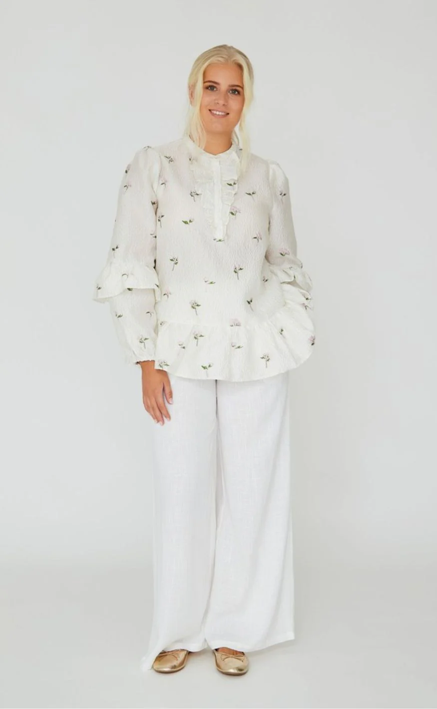 A-View Bluse - Selino - White/Pink - Image 4