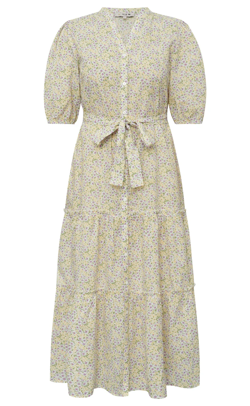 A-View Kjole - Kate V-neck - Lilac/Yellow - Image 2