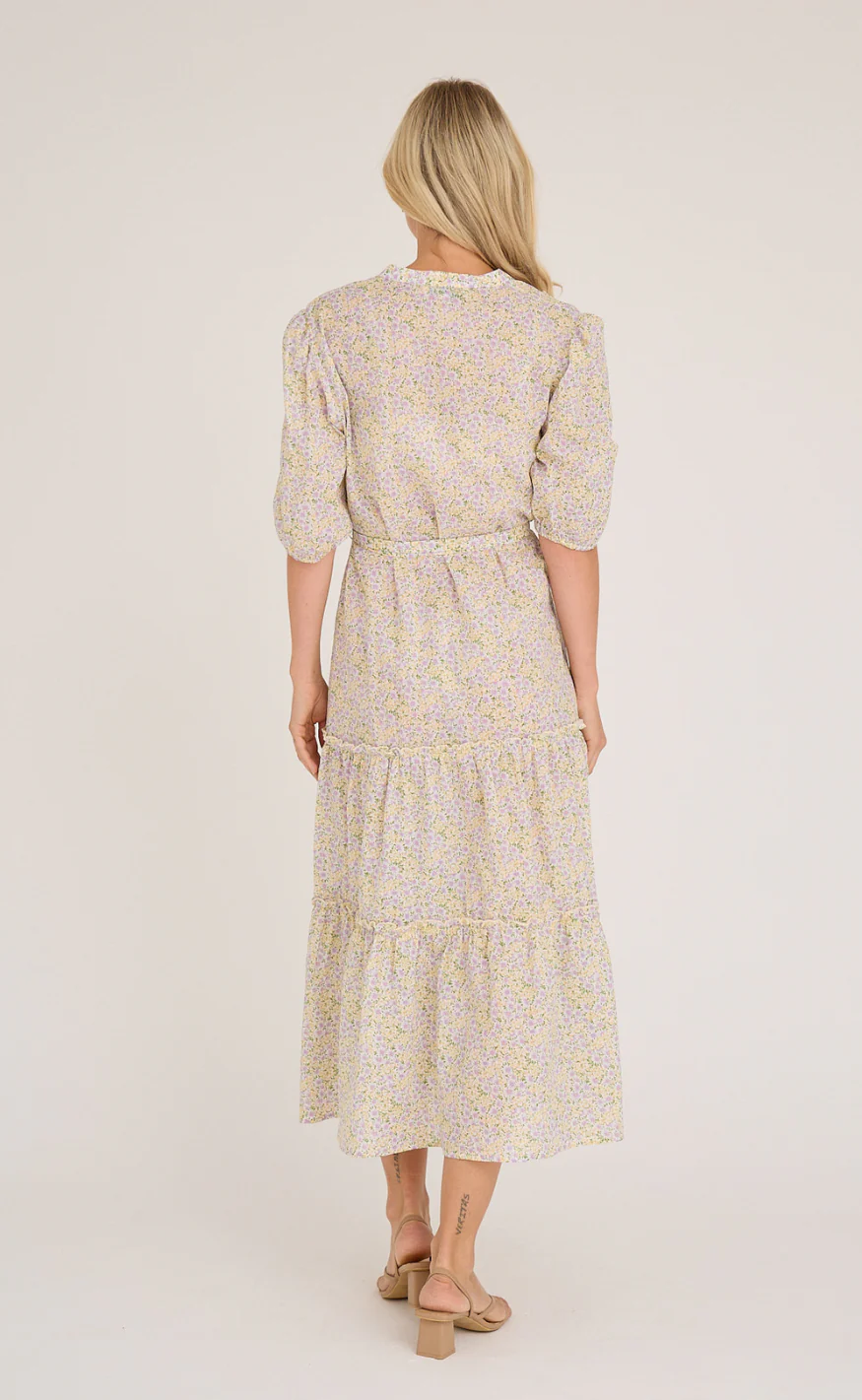 A-View Kjole - Kate V-neck - Lilac/Yellow - Image 7
