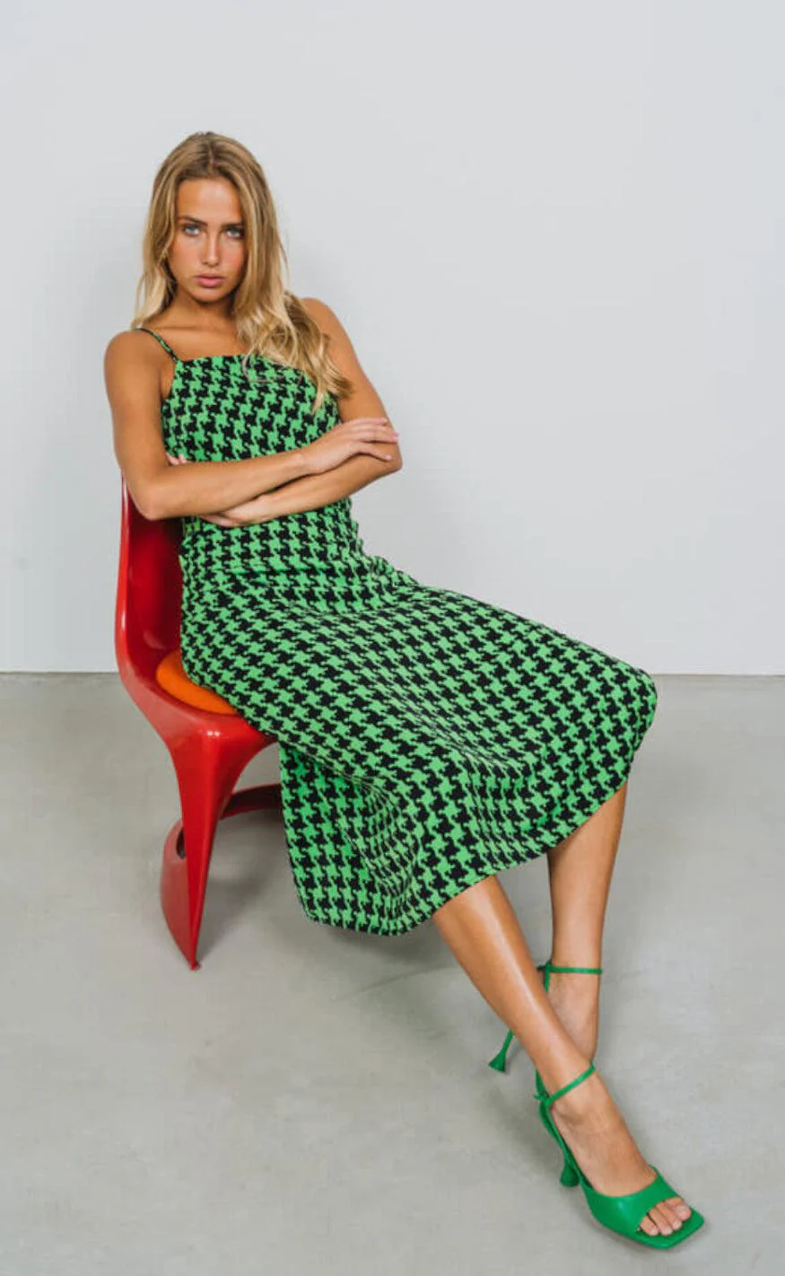 A-View Kjole - Simone - Black/Green - Image 2
