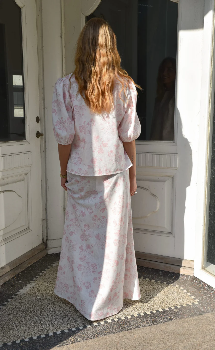 A-View Nederdel - Lin Maxi - Sand/Pale Pink - Image 4