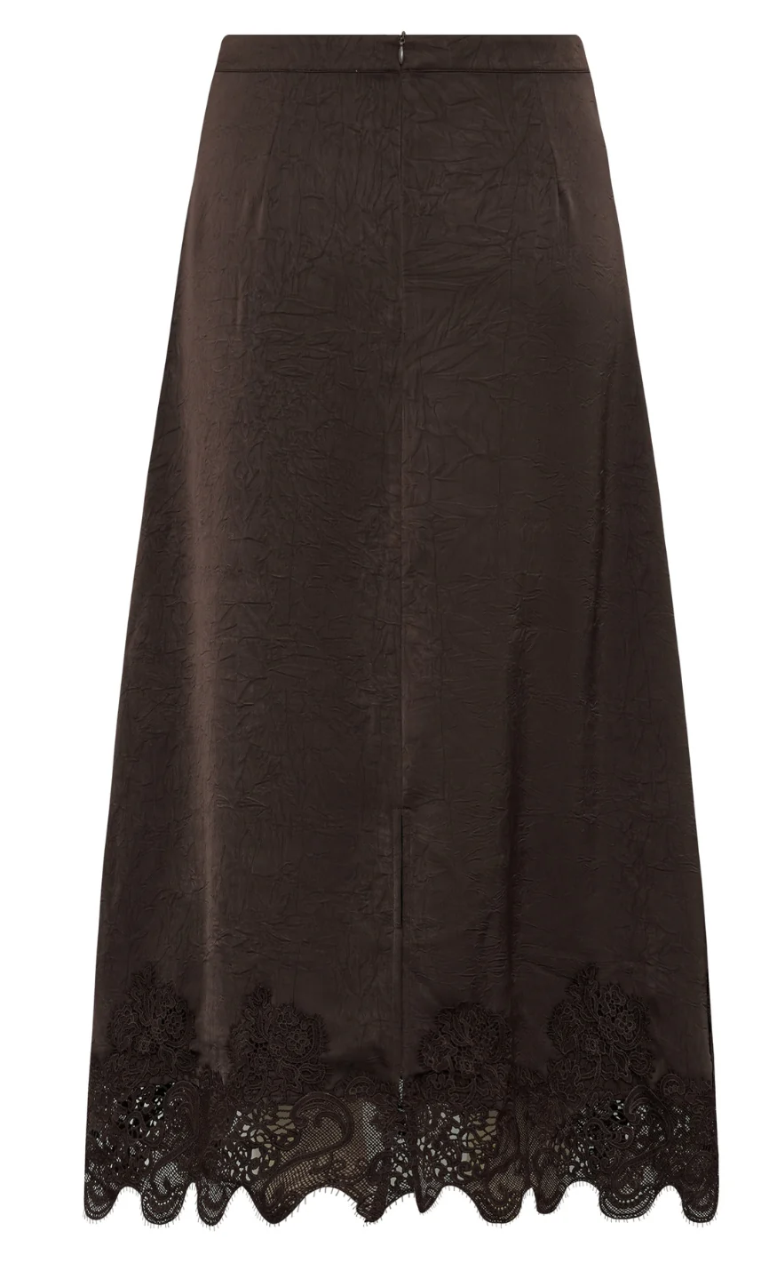 A-View Nederdel - Sinda Lace - Dark Brown - Image 4
