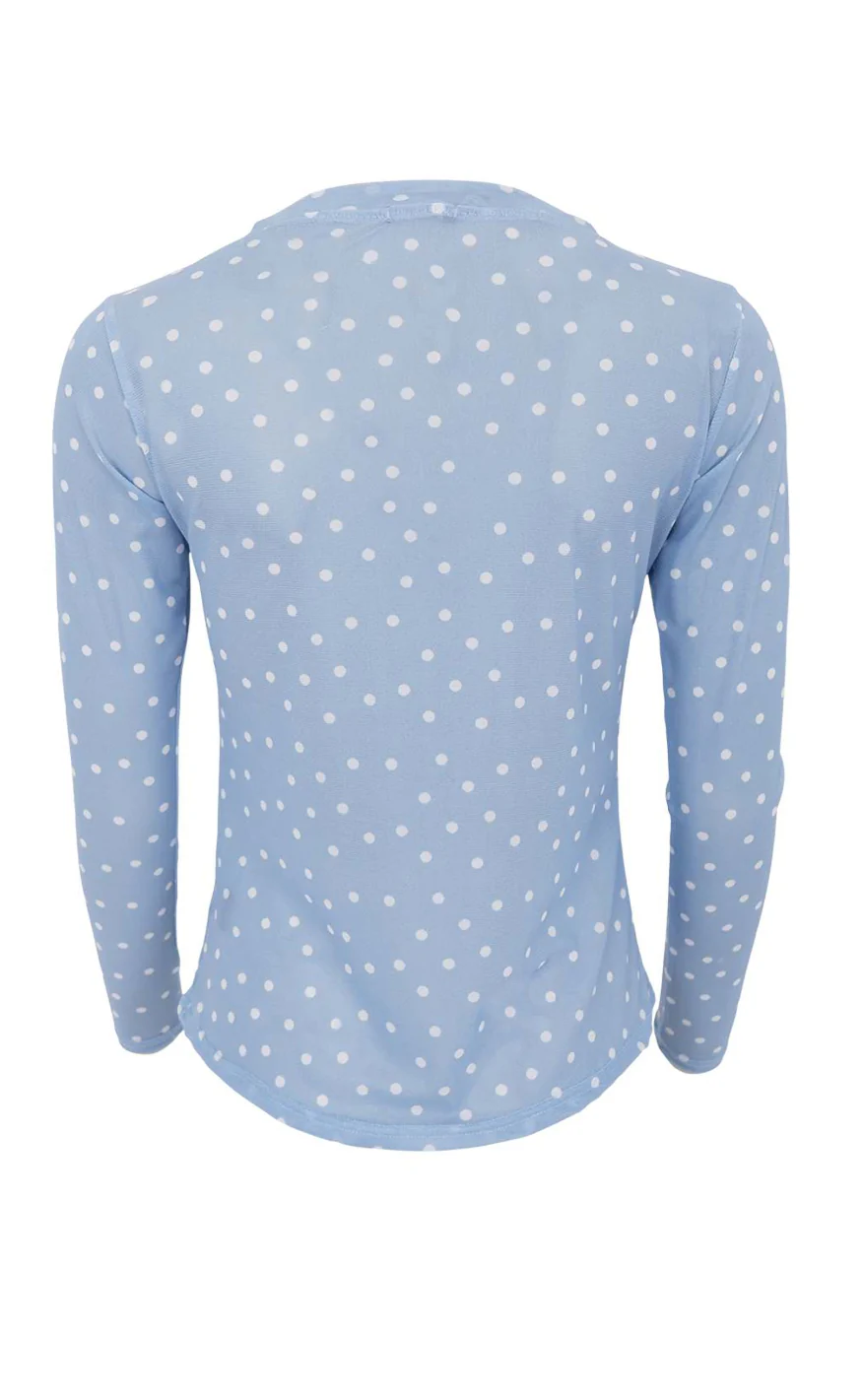 Black Colour Bluse - Annie Mesh - Lt. Blue Dot - Image 5