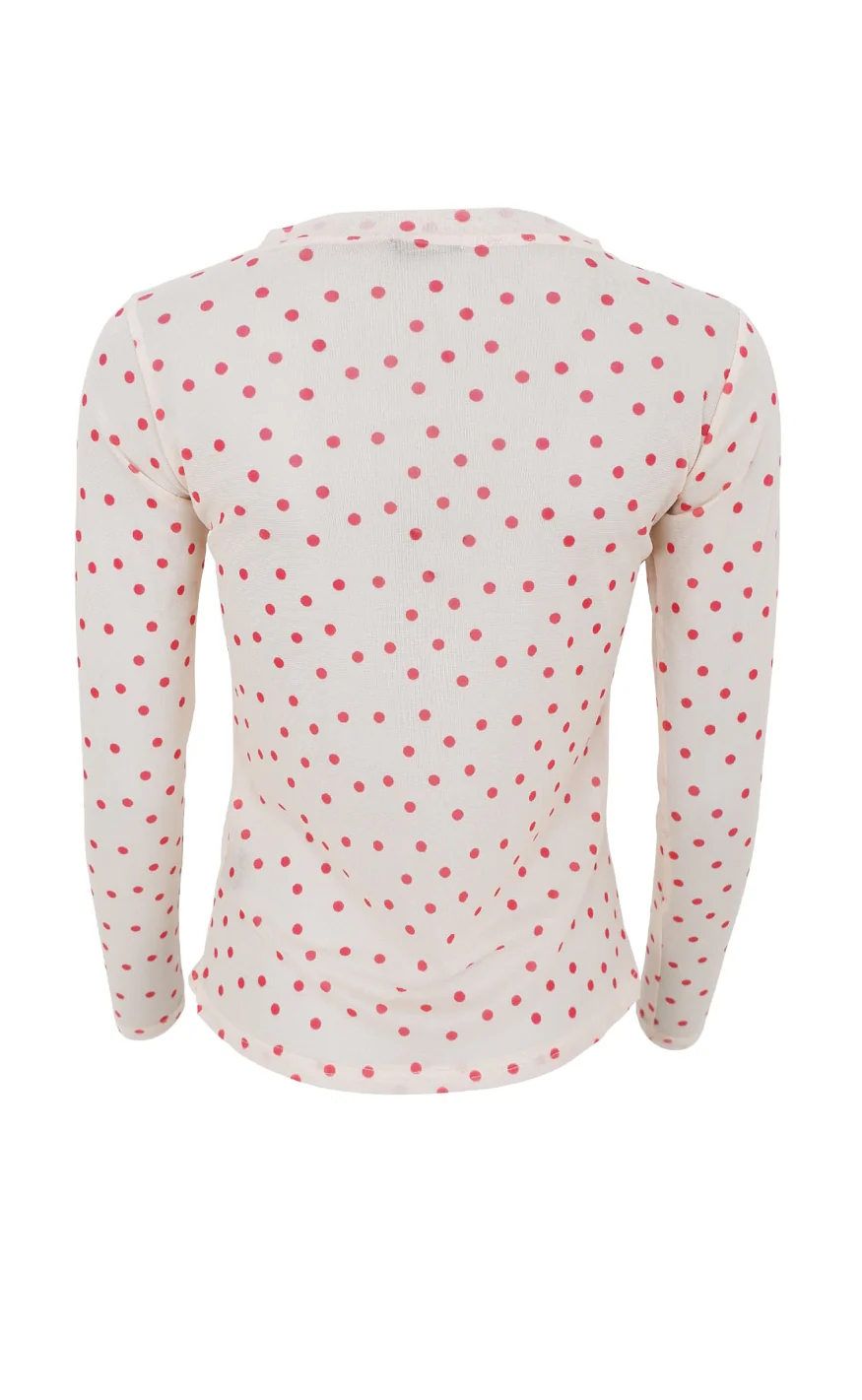 Black Colour Bluse - Annie Mesh - Red Dot - Image 3