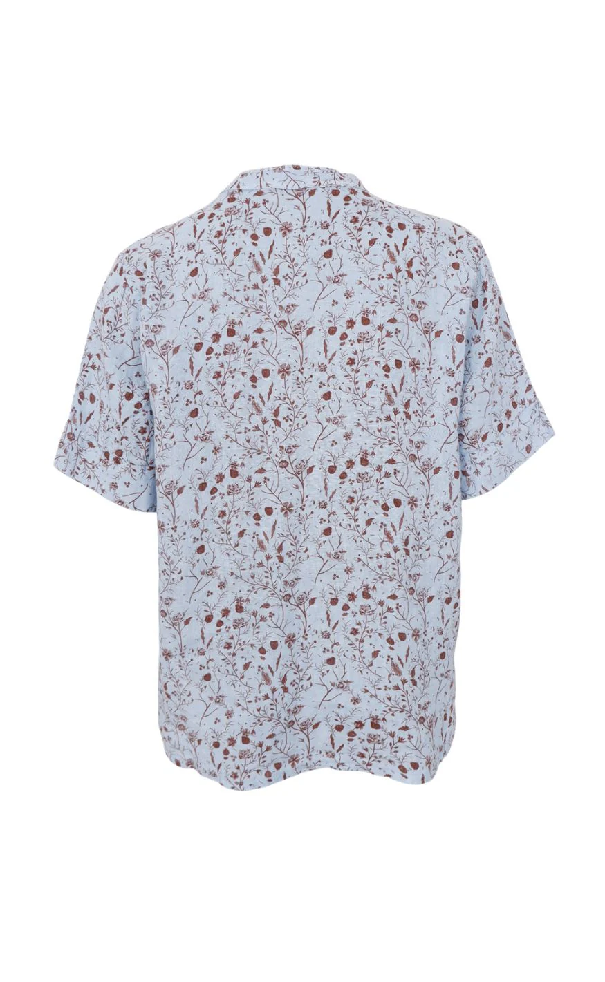 Black Colour Bluse - Melina SS Linen - Floral - Image 3