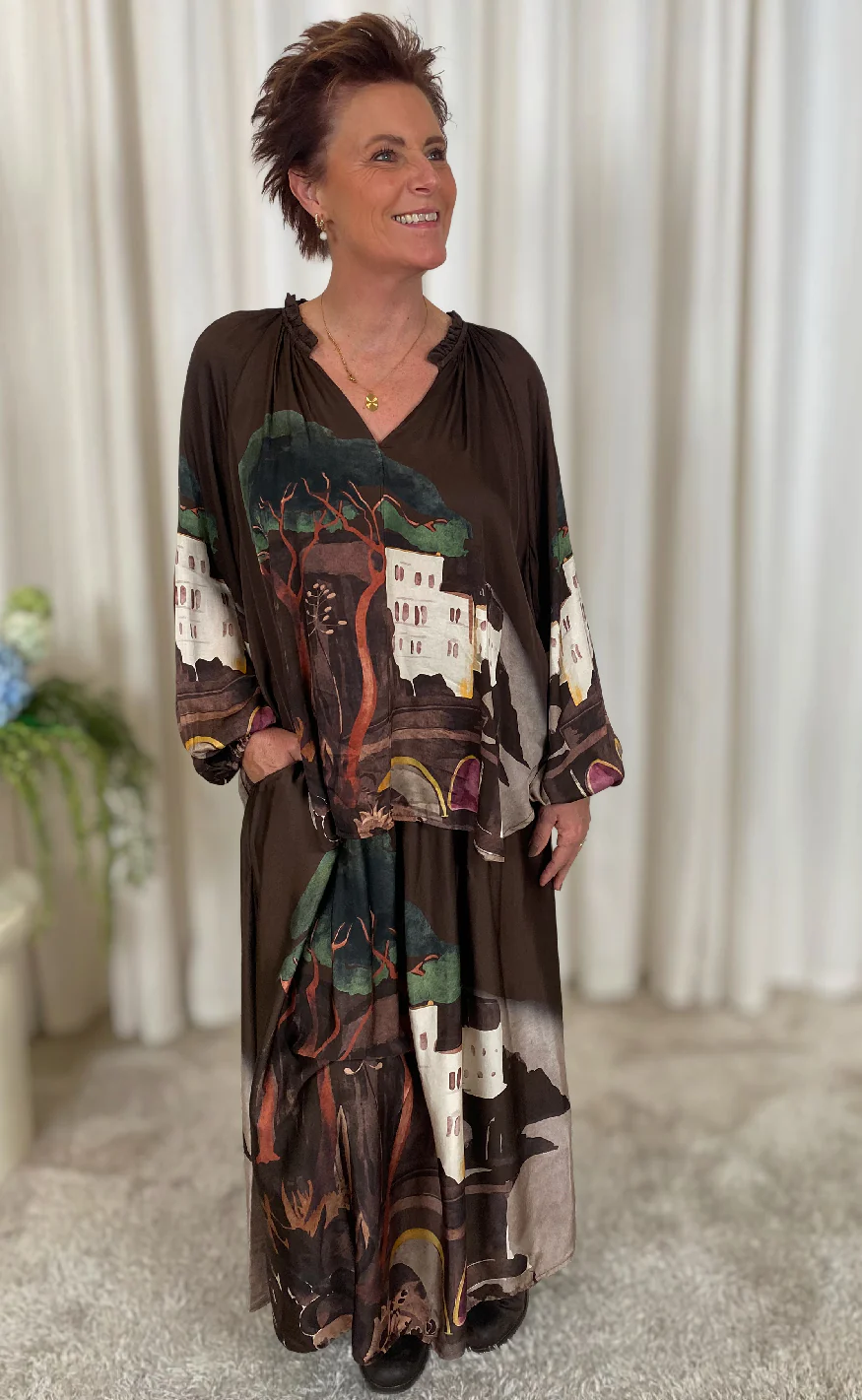 Black Colour Bluse - Toscana - Coffee - Image 10