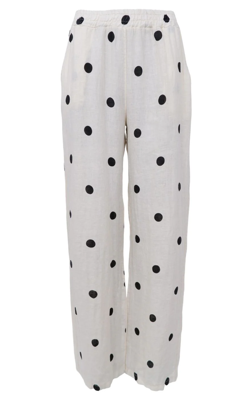 Black Colour Bukser - Melina Wide Linen - Dot