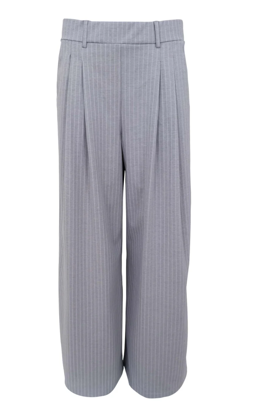 Black Colour Bukser - Milano Wide - Grey Stripe