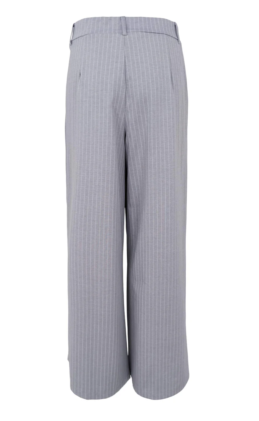Black Colour Bukser - Milano Wide - Grey Stripe - Image 2