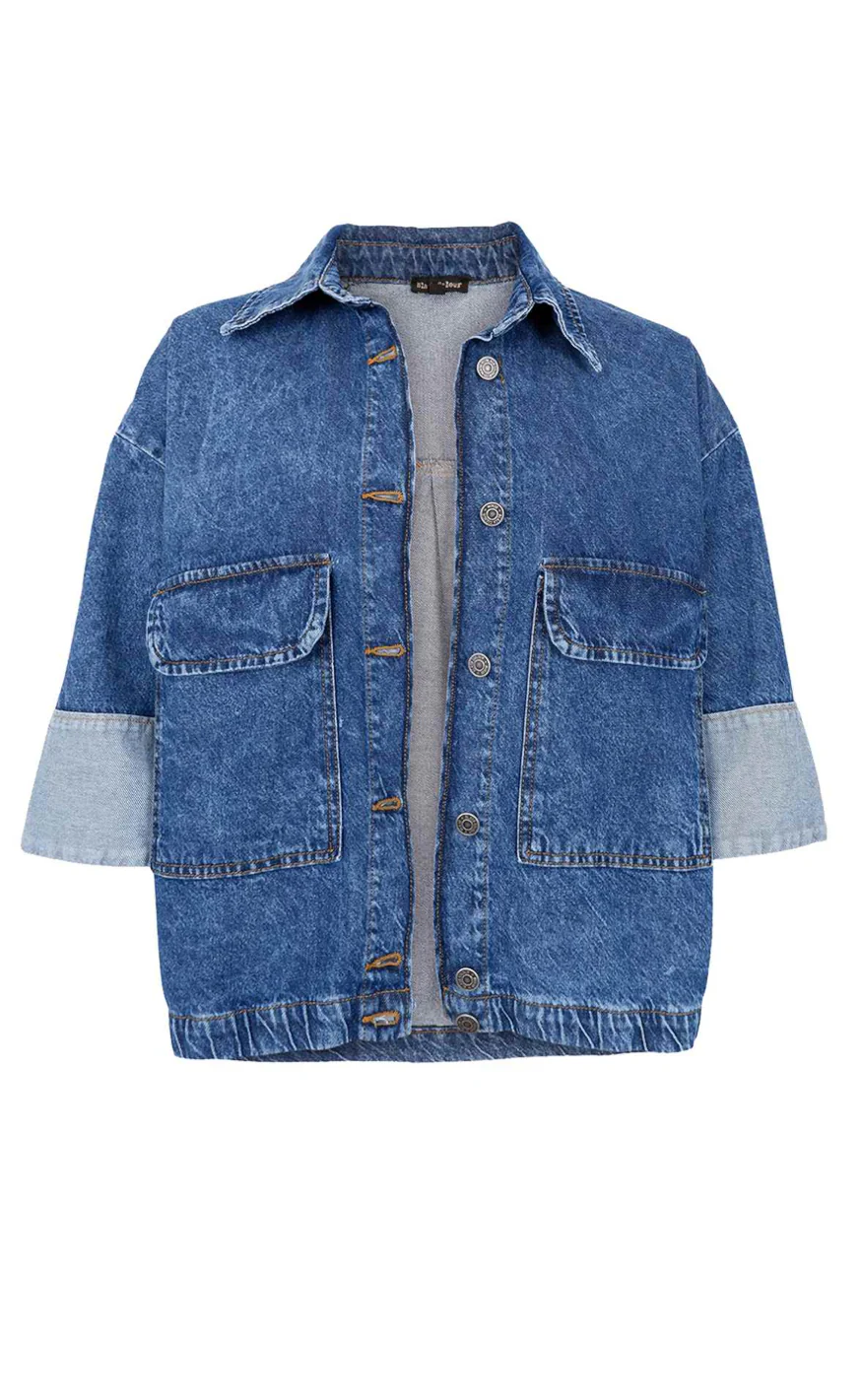 Black Colour Jakke - Izzy - Mid Blue - Image 6