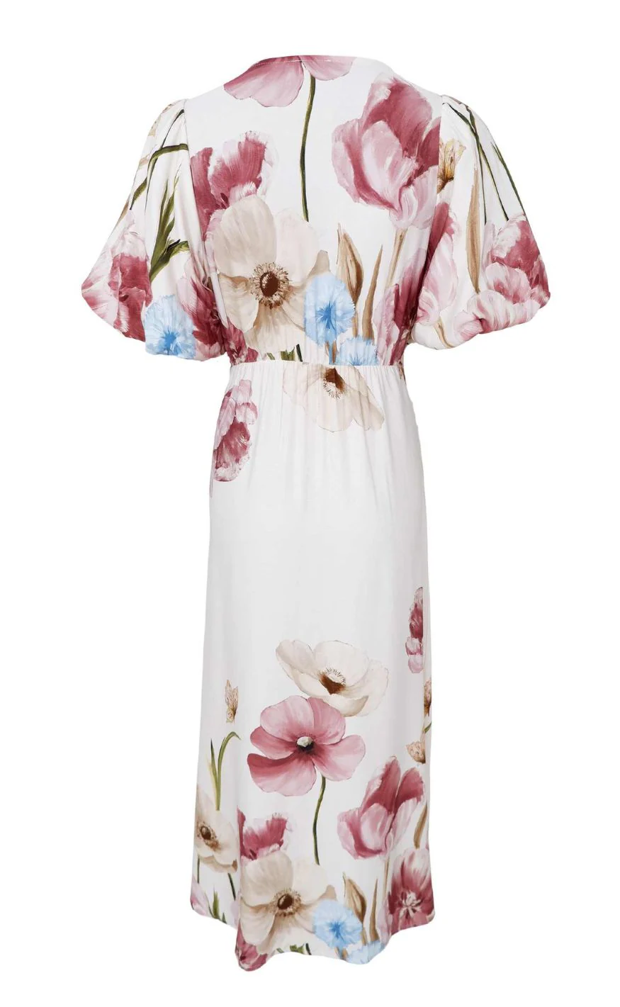 Black Colour Kjole - Bell Wrap - Creme - Image 2