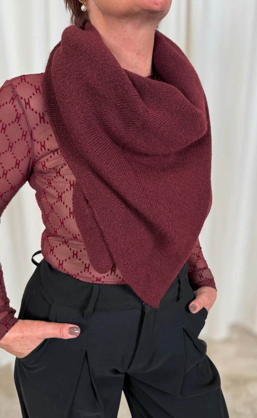 Black Colour Tørklæde - Bex Solid - Wine - Image 3