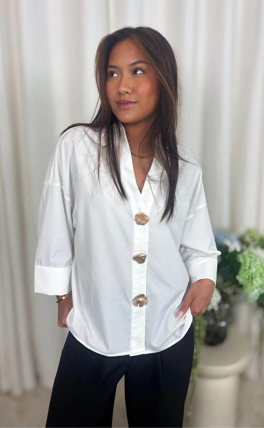 Continue Skjorte - Augusta Big Buttons - White - Image 3