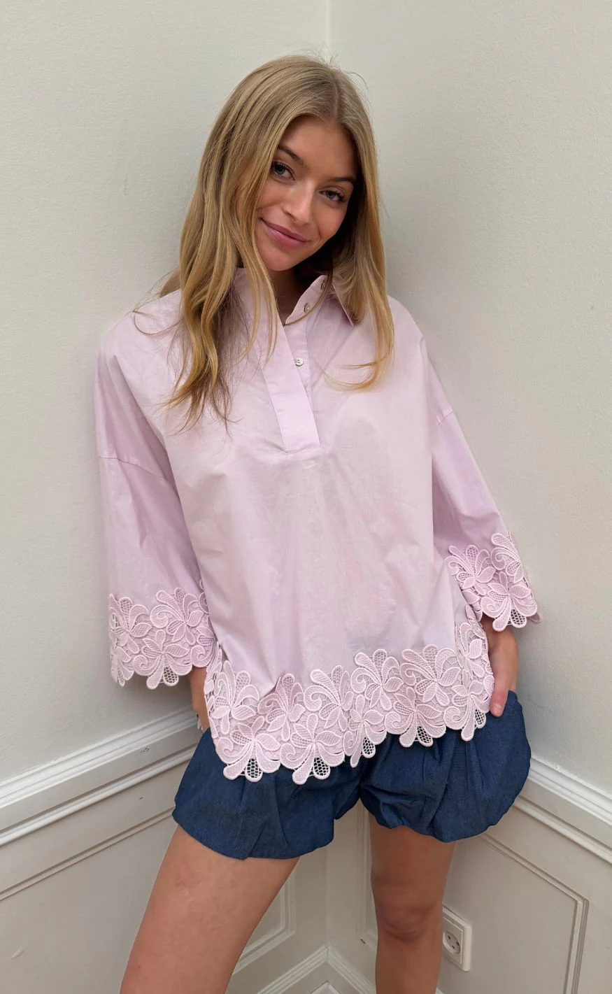 Continue Bluse - Klara Embrodery - Rose