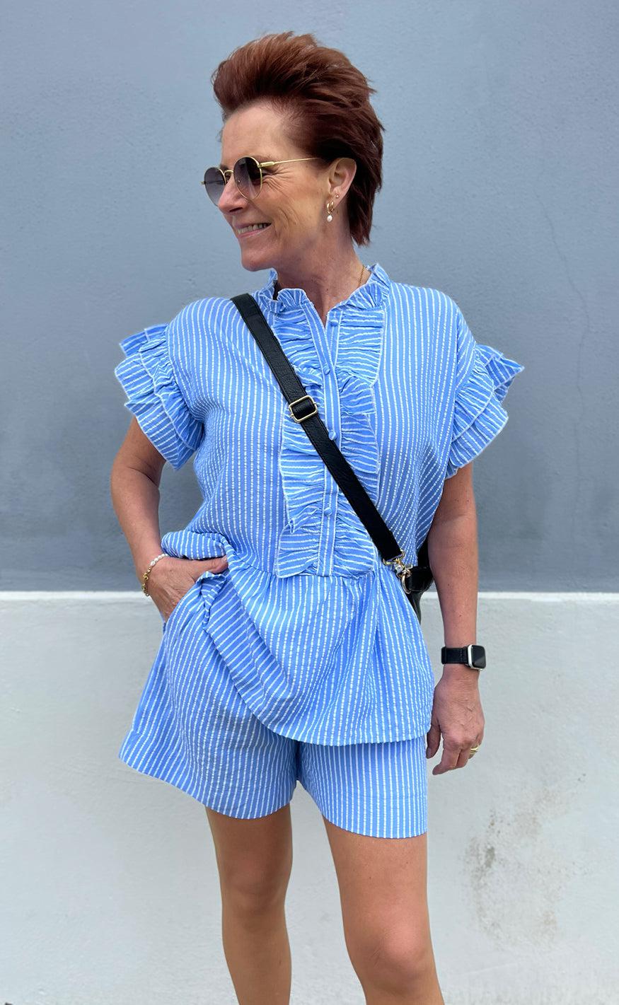Say INA Copenhagen Shorts - Liv - Blue Striped - Image 2