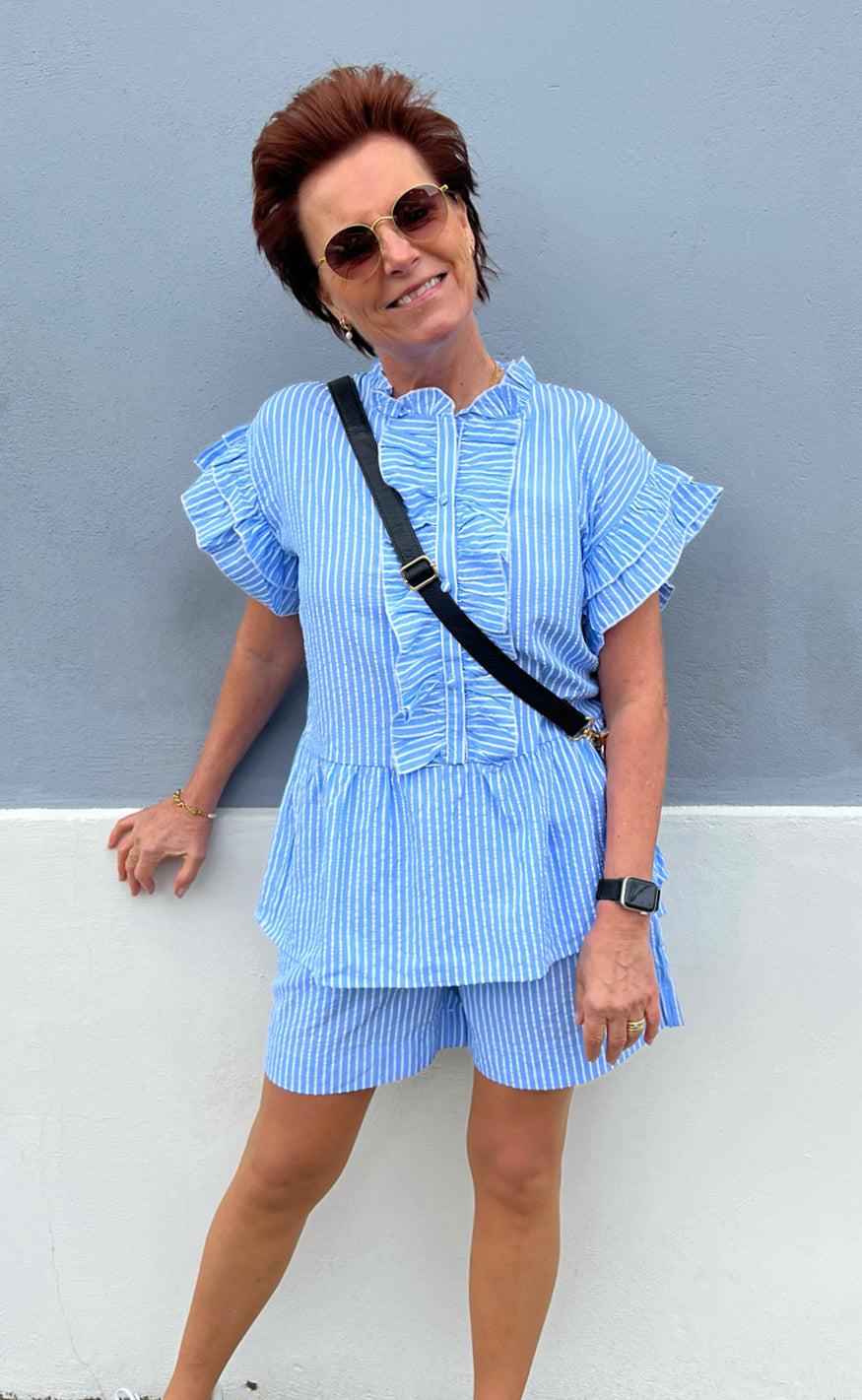 Say INA Copenhagen Shorts - Liv - Blue Striped - Image 8