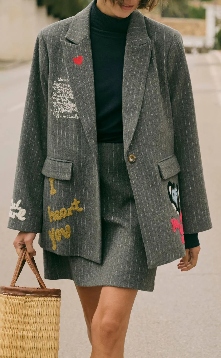 Culture Blazer - Kayla - Grey Pinstripe