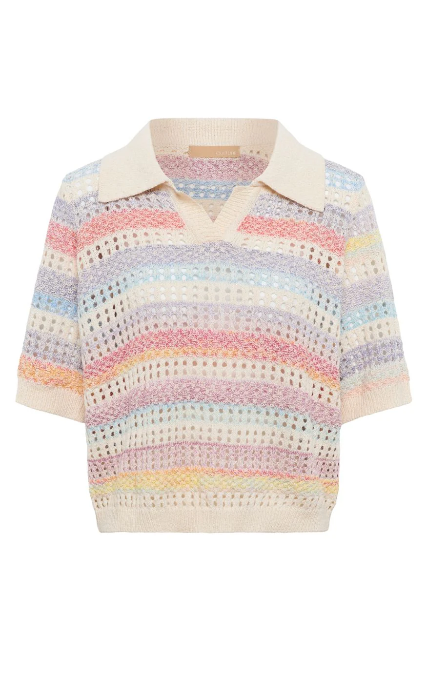 Culture Bluse - Juana Polo - Multi Stripe