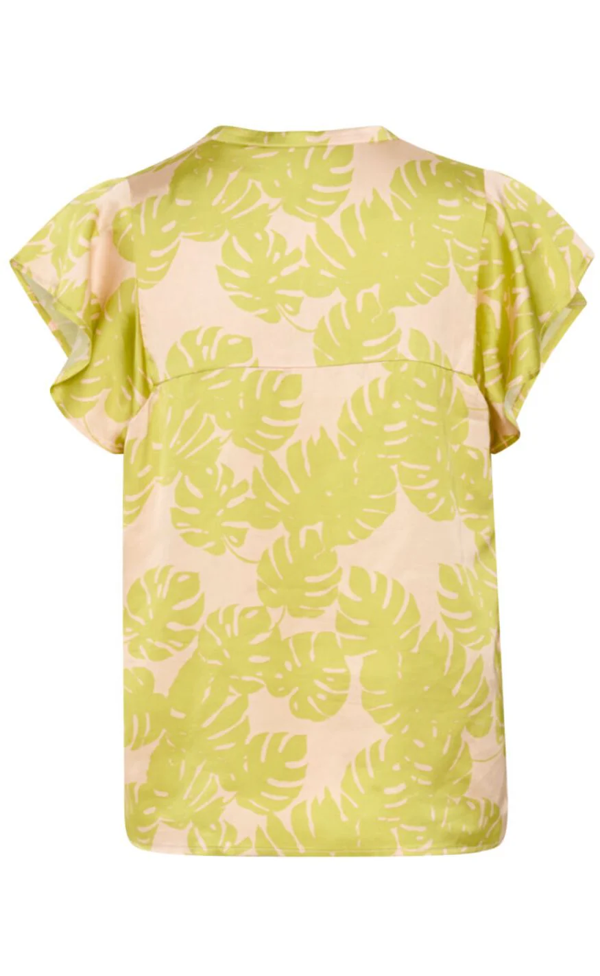 Culture Bluse - Miso Berna Capsleeve - Green Palm Leaves - Image 4