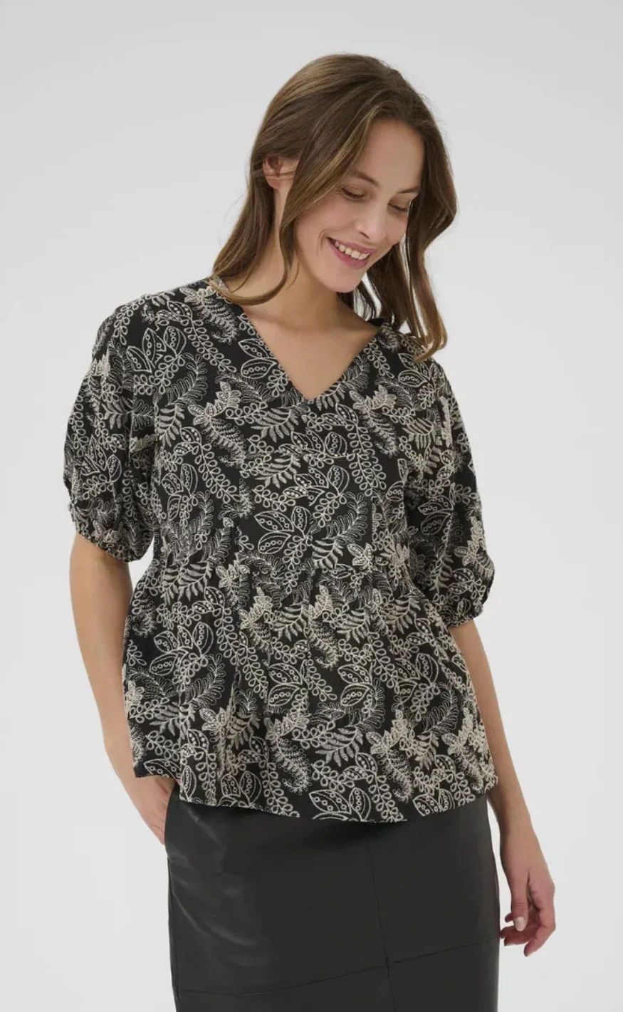 Culture Bluse - Taylar - Black/Whitecap