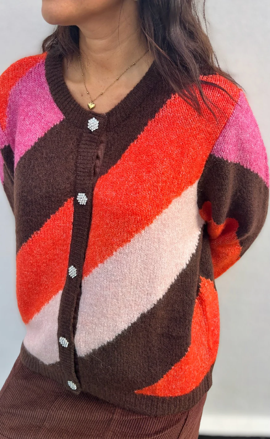 Culture Cardigan - Diga Kimmy - Brown/Pink Mix - Image 6
