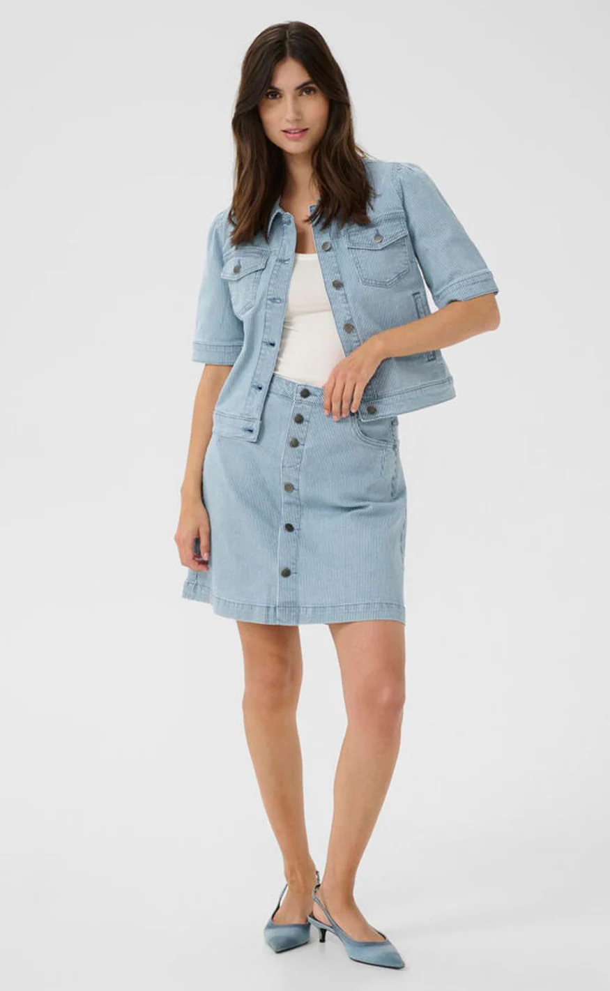 Culture Jakke - Milky SS - Blue/White Stripe - Image 3