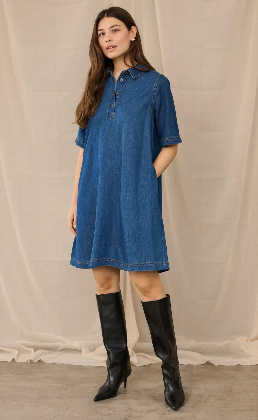 Culture Kjole - Winnie Arpa - Dark Blue Wash - Image 5