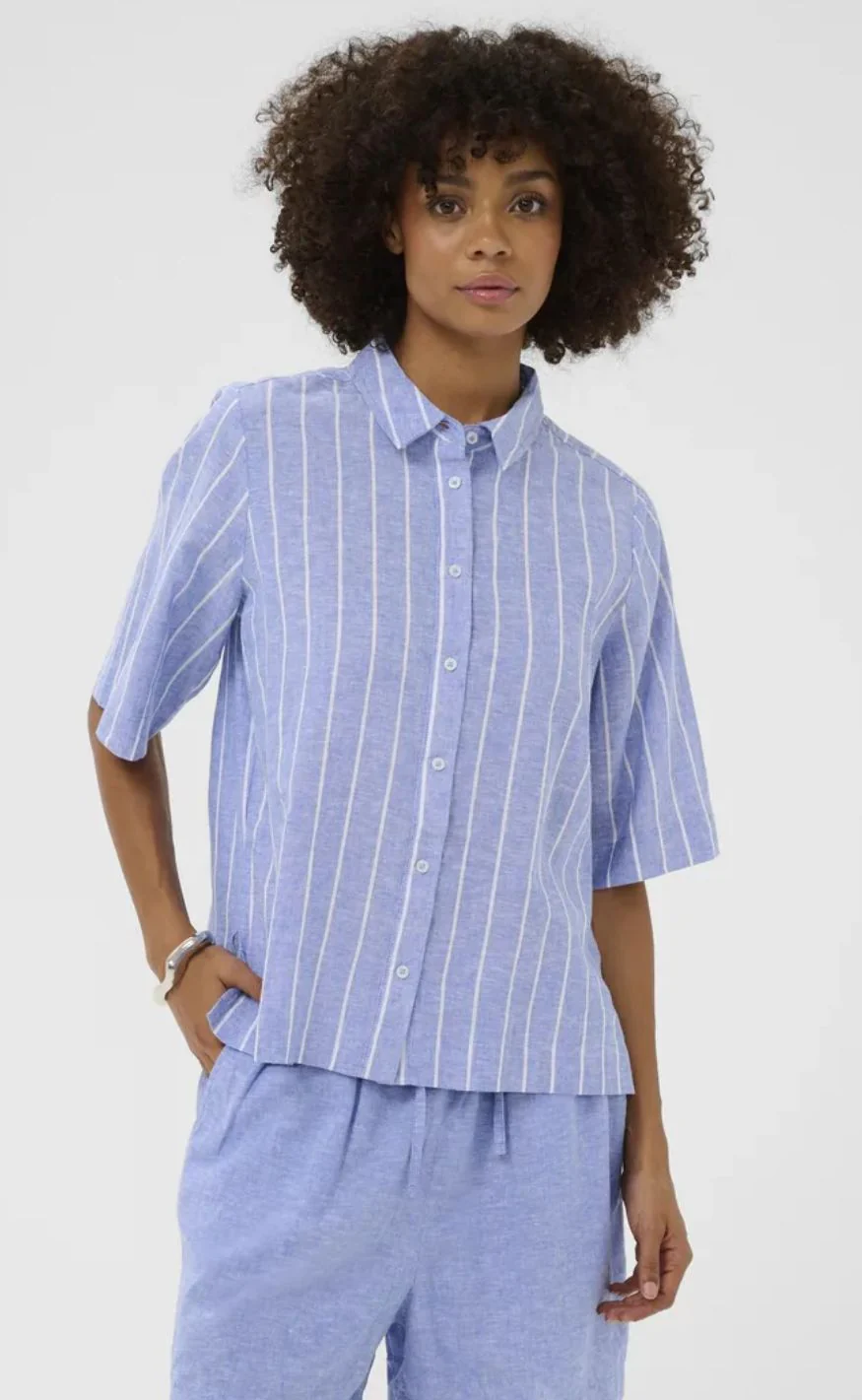 Culture Skjorte - Arletty - Powder Blue/Gardenia Stripe - Image 2