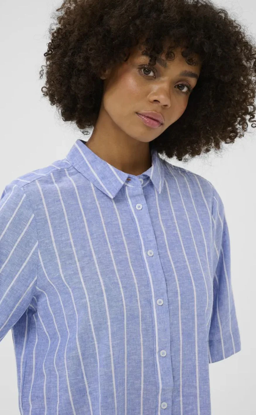 Culture Skjorte - Arletty - Powder Blue/Gardenia Stripe - Image 4