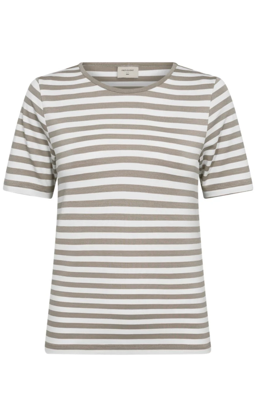 Freequent T-shirt - Liana - Simply Taupe w. Star Off-white