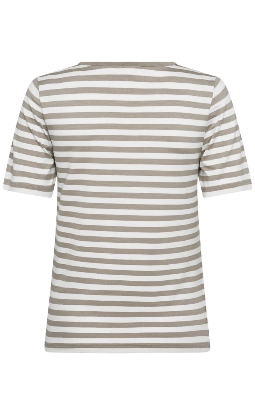Freequent T-shirt - Liana - Simply Taupe w. Star Off-white - Image 2