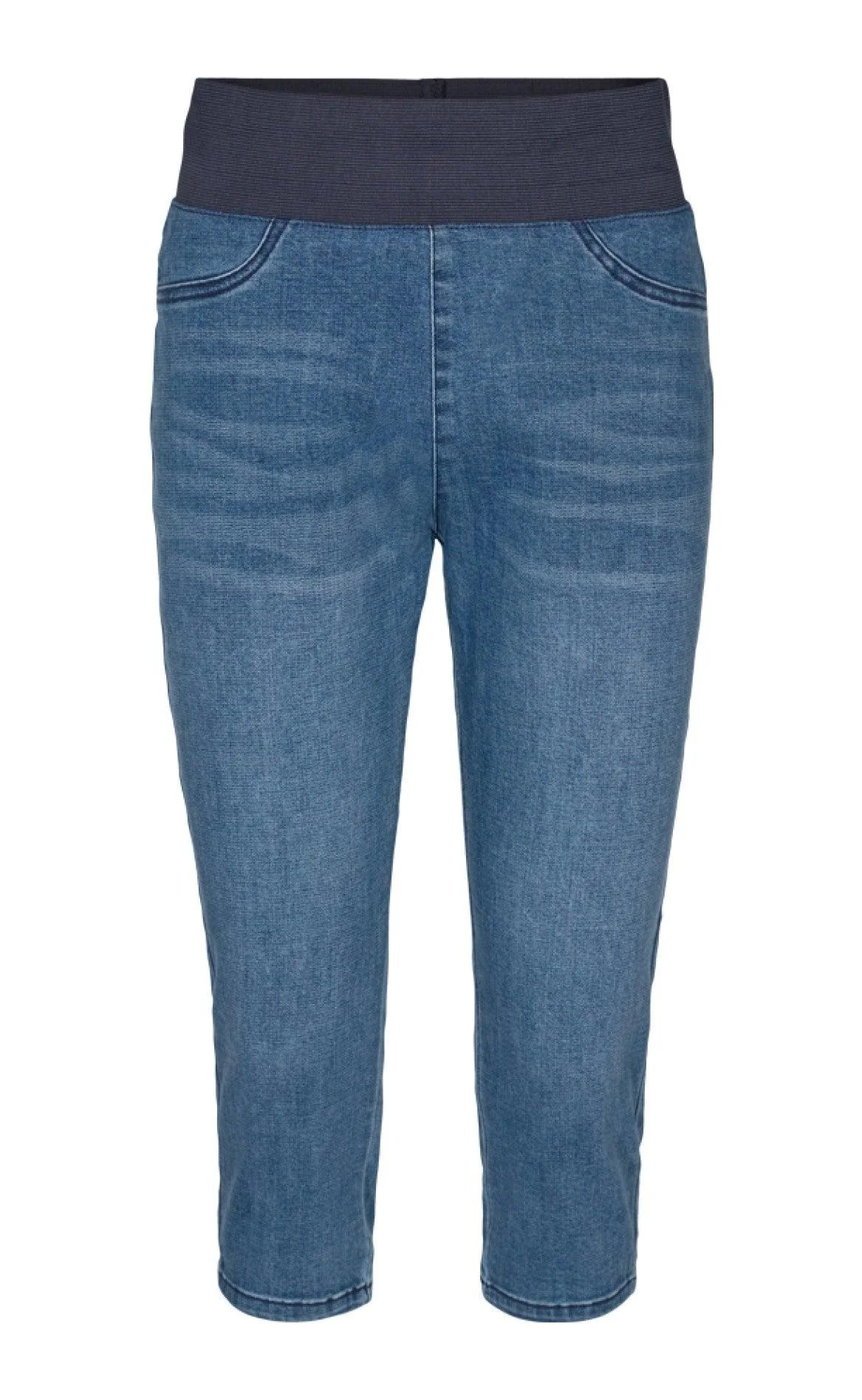 Freequent Bukser - Shantal Capri Denim - Medium Blue Denim - Image 4