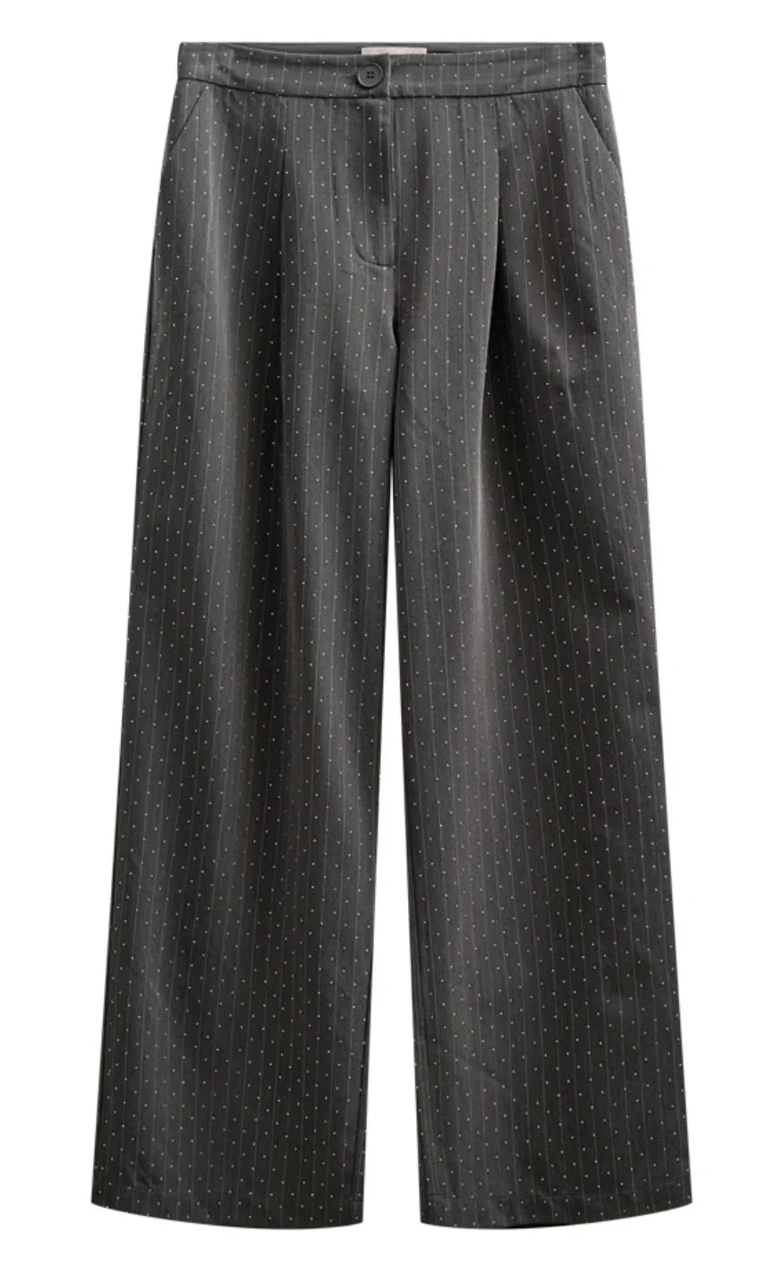 Freequent Bukser - Widy - Dark Grey Mel w Star Off-white
