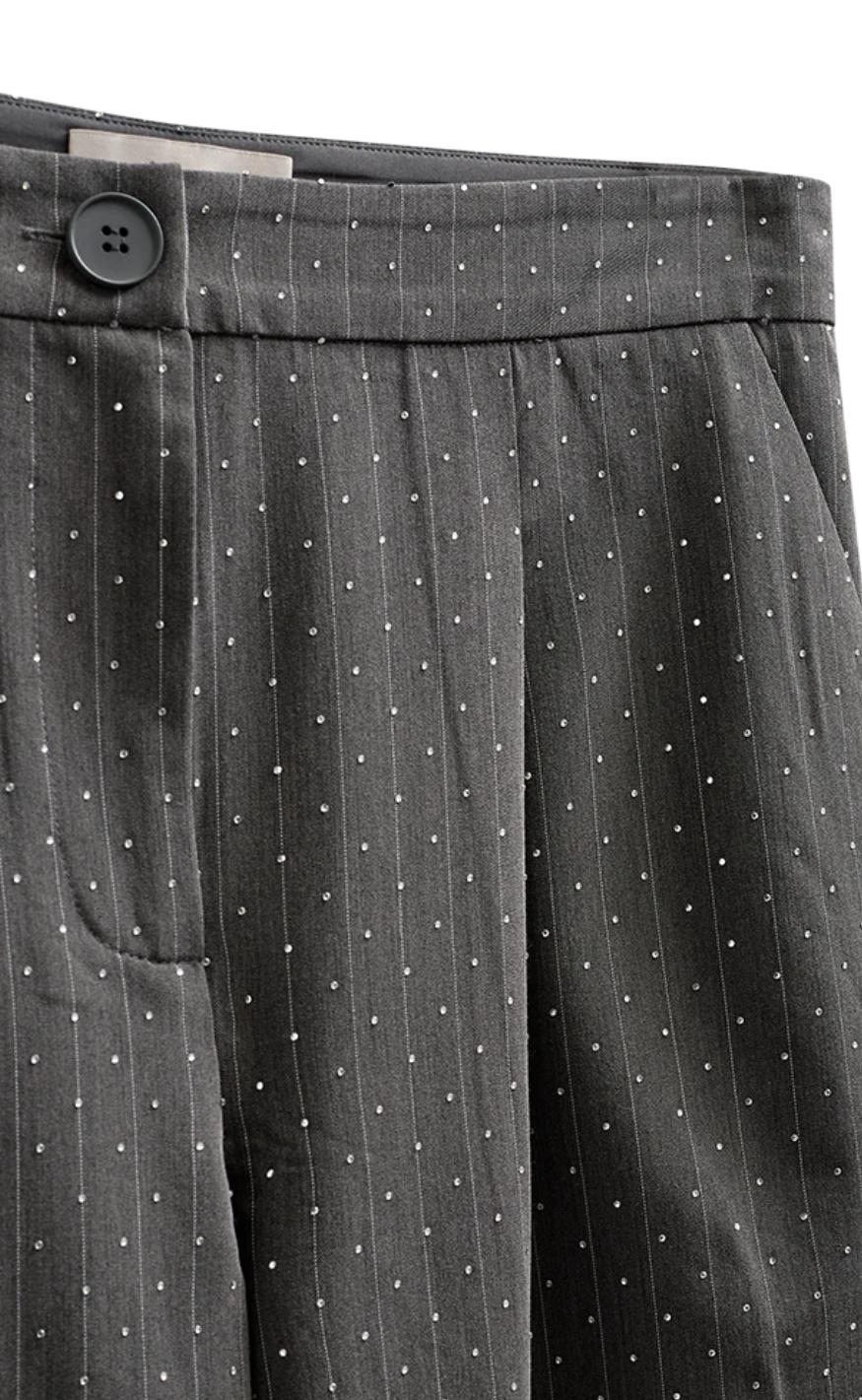 Freequent Bukser - Widy - Dark Grey Mel w Star Off-white - Image 4