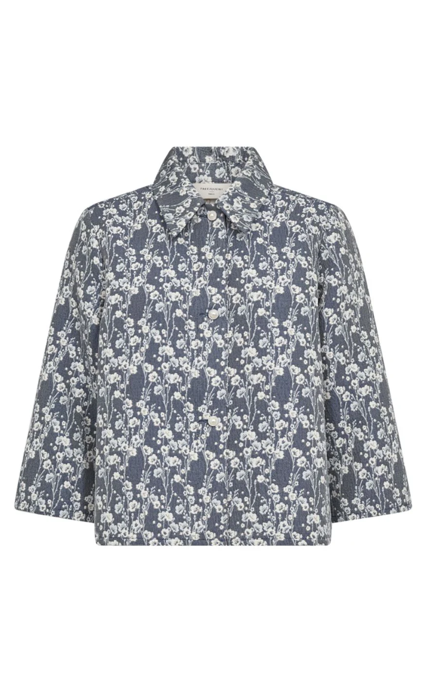 Freequent Jakke - Fally - Vintage Indigo w. Star Off-white - Image 2