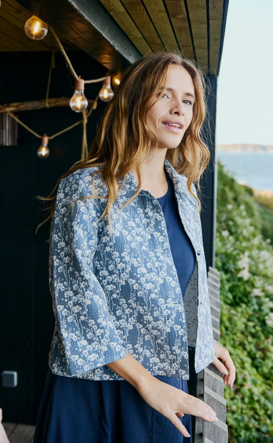 Freequent Jakke - Fally - Vintage Indigo w. Star Off-white - Image 3