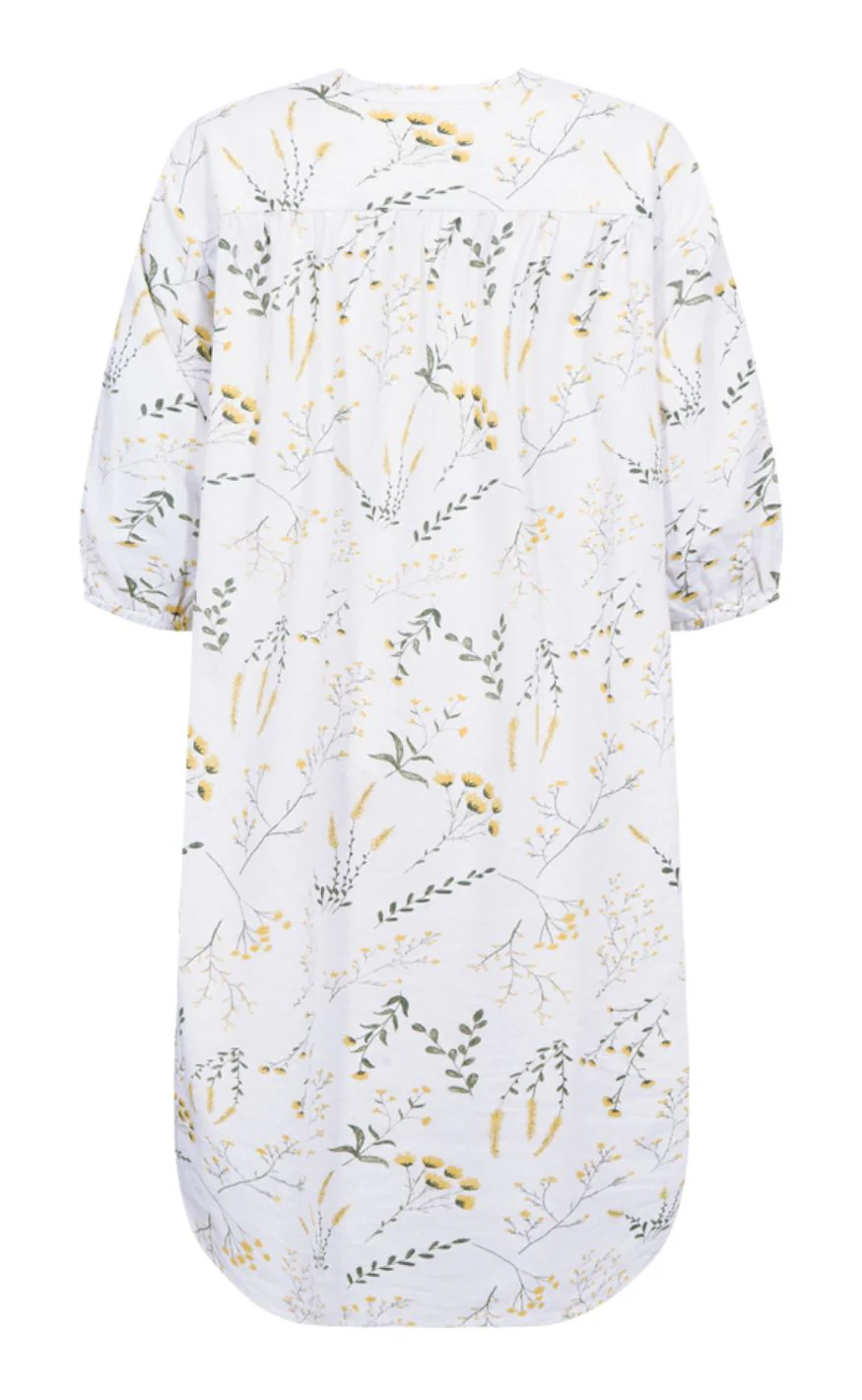Freequent Kjole - Laluna Print - Brilliant White w. Golden Haze - Image 2