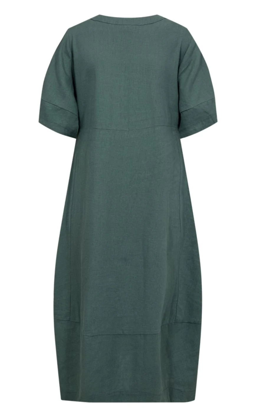 Freequent Kjole - Lava SS V-neck - Dark Forest - Image 3