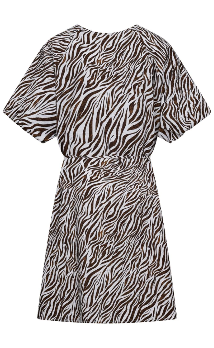 Freequent Kjole - Mele - Brilliant White w. Coffee Bean - Image 2