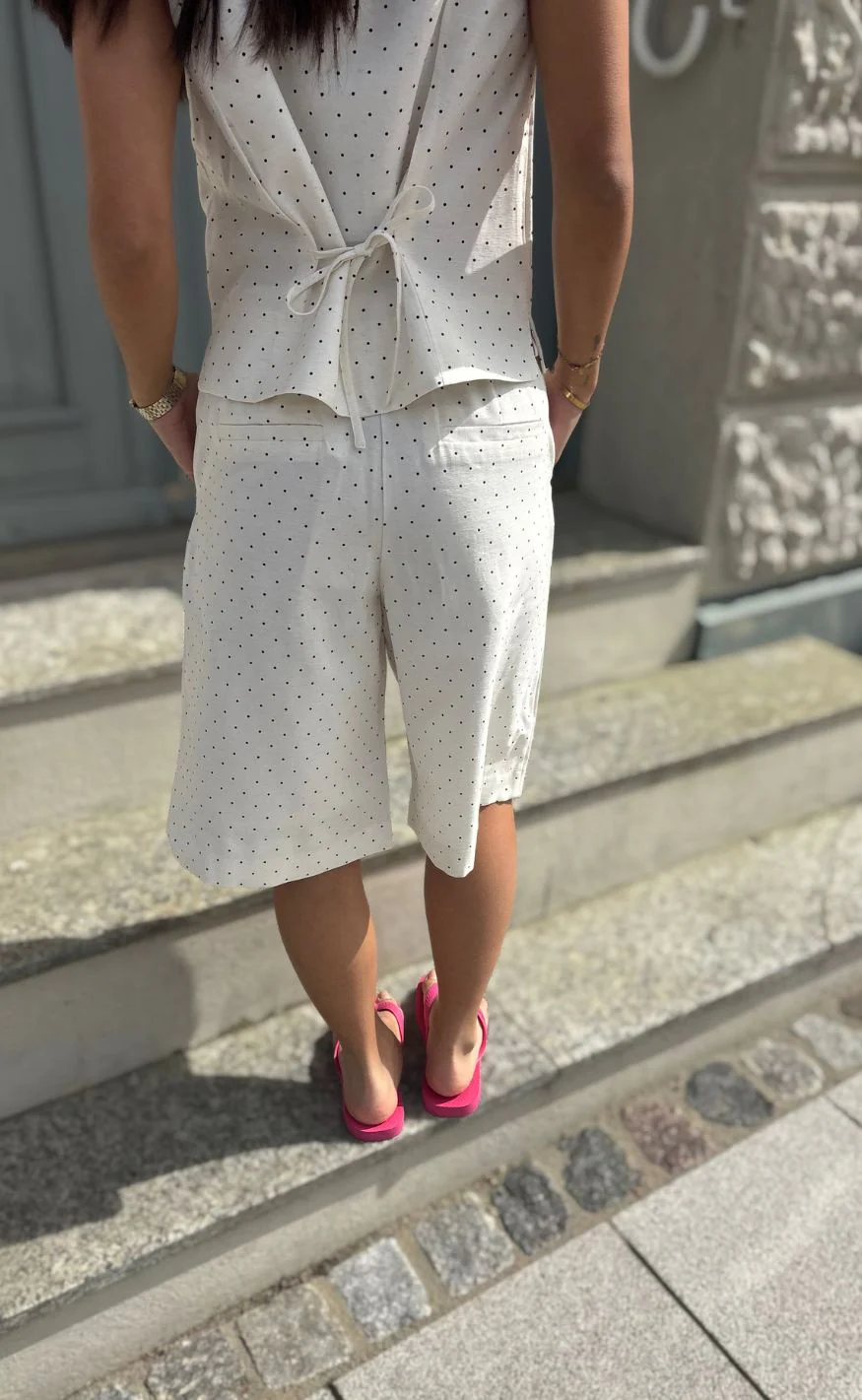Freequent Shorts - Anya - Star Off-white w. Black - Image 8