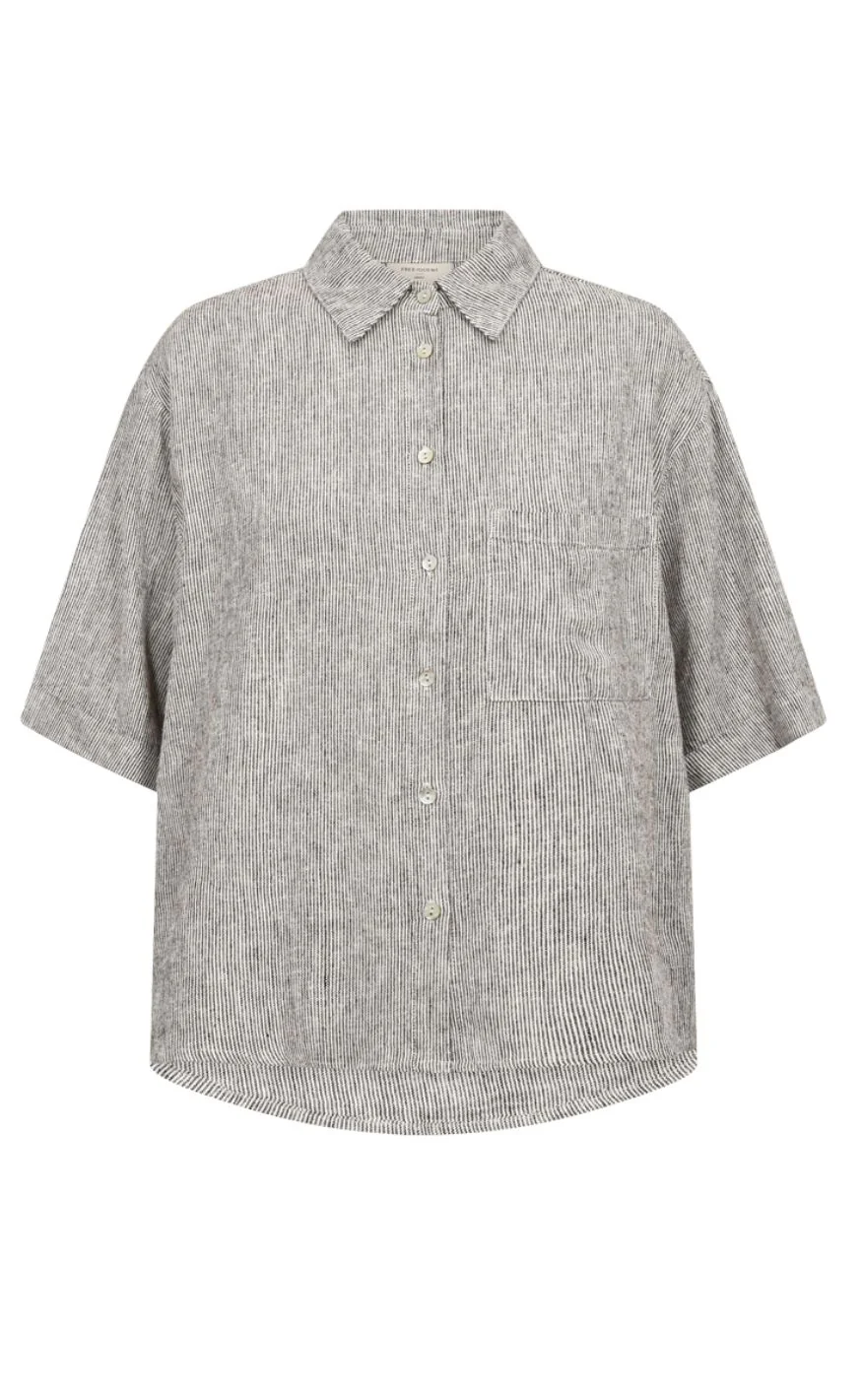 Freequent Skjorte - Lava - Coffee Bean w. Star Off-white