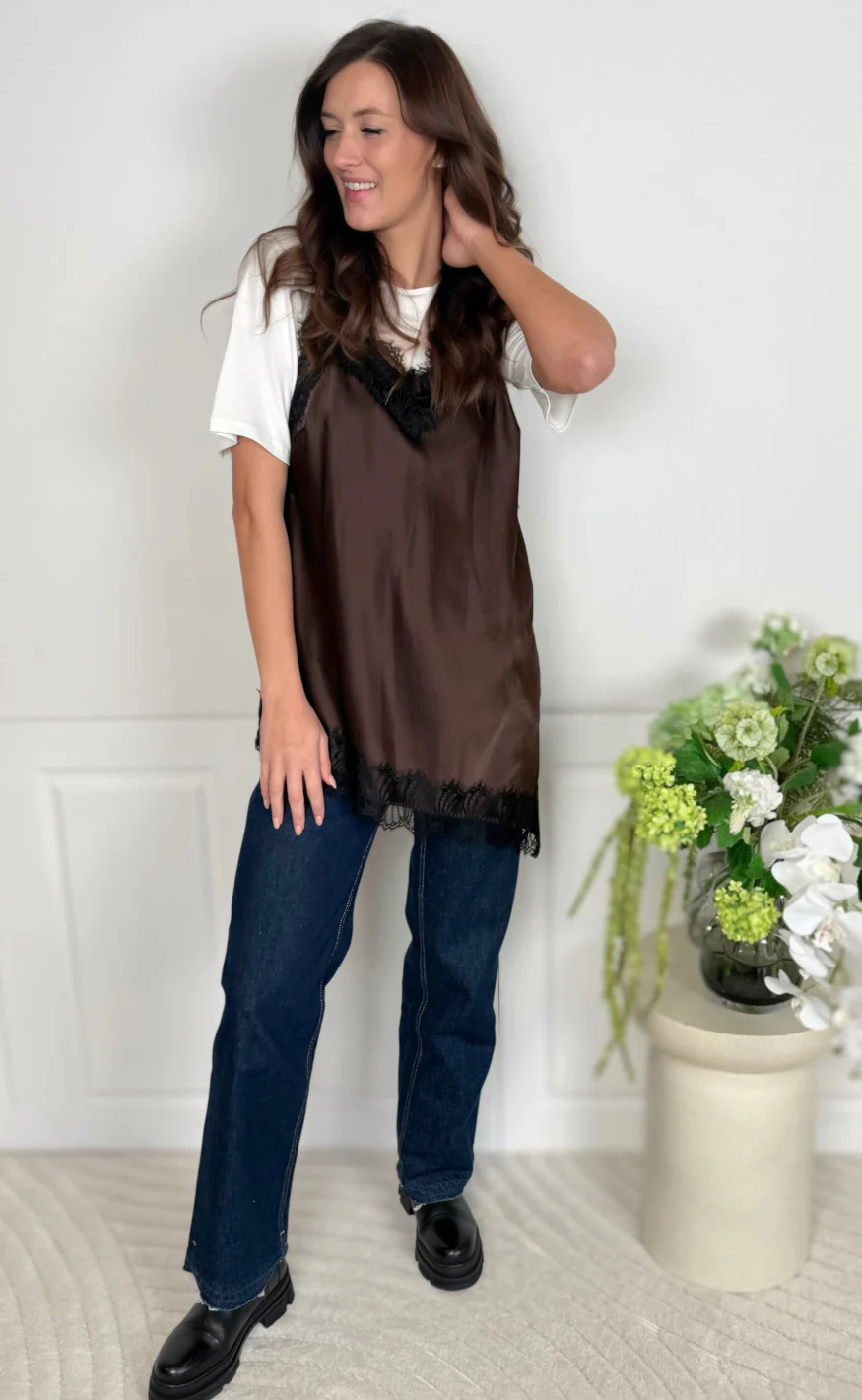 Freequent Top - Dova - Coffee Bean w. Black - Image 4