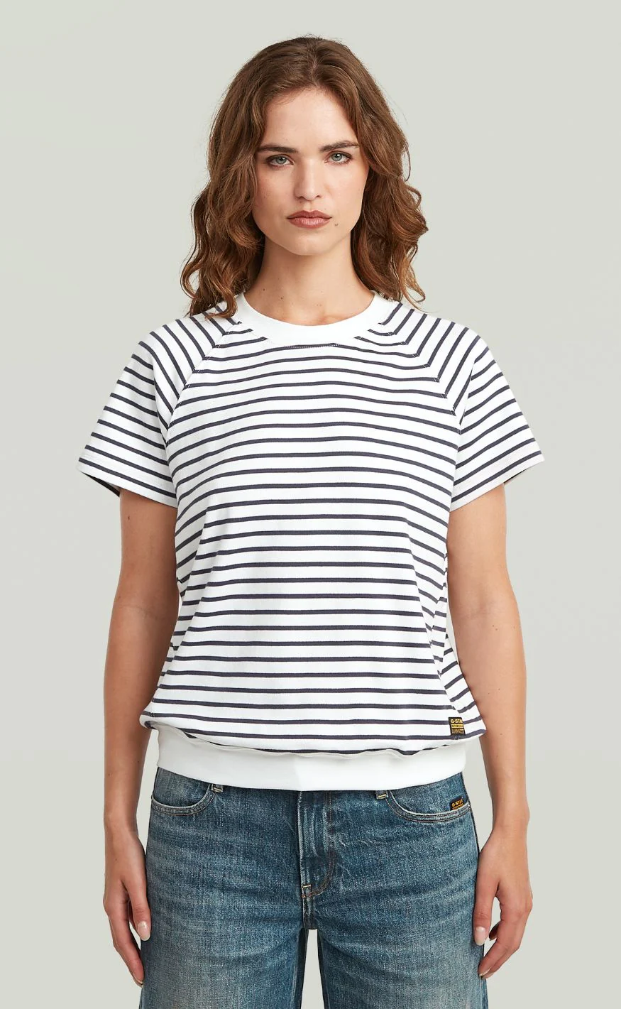 G-STAR T-shirt - Raglan r t wmn - Lt Chalk/India Ink Stripe - Image 6