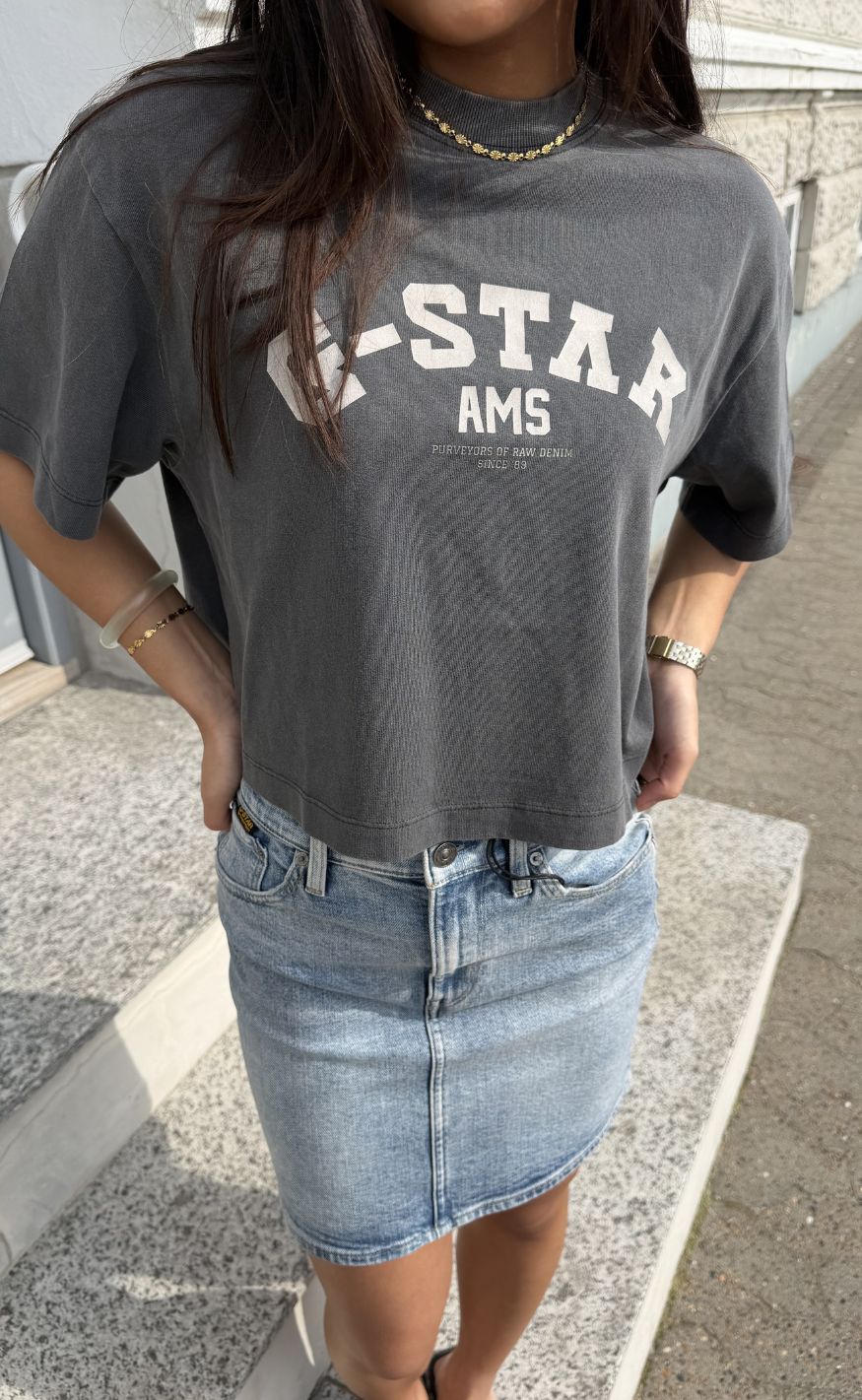 G-STAR T-shirt - Washed boxy wmn - DK Black GD - Image 7