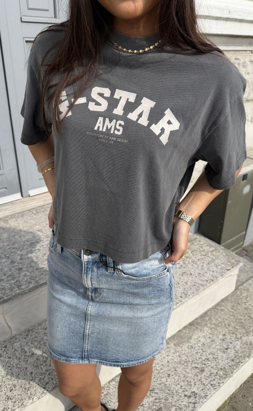 G-STAR T-shirt - Washed boxy wmn - DK Black GD - Image 8