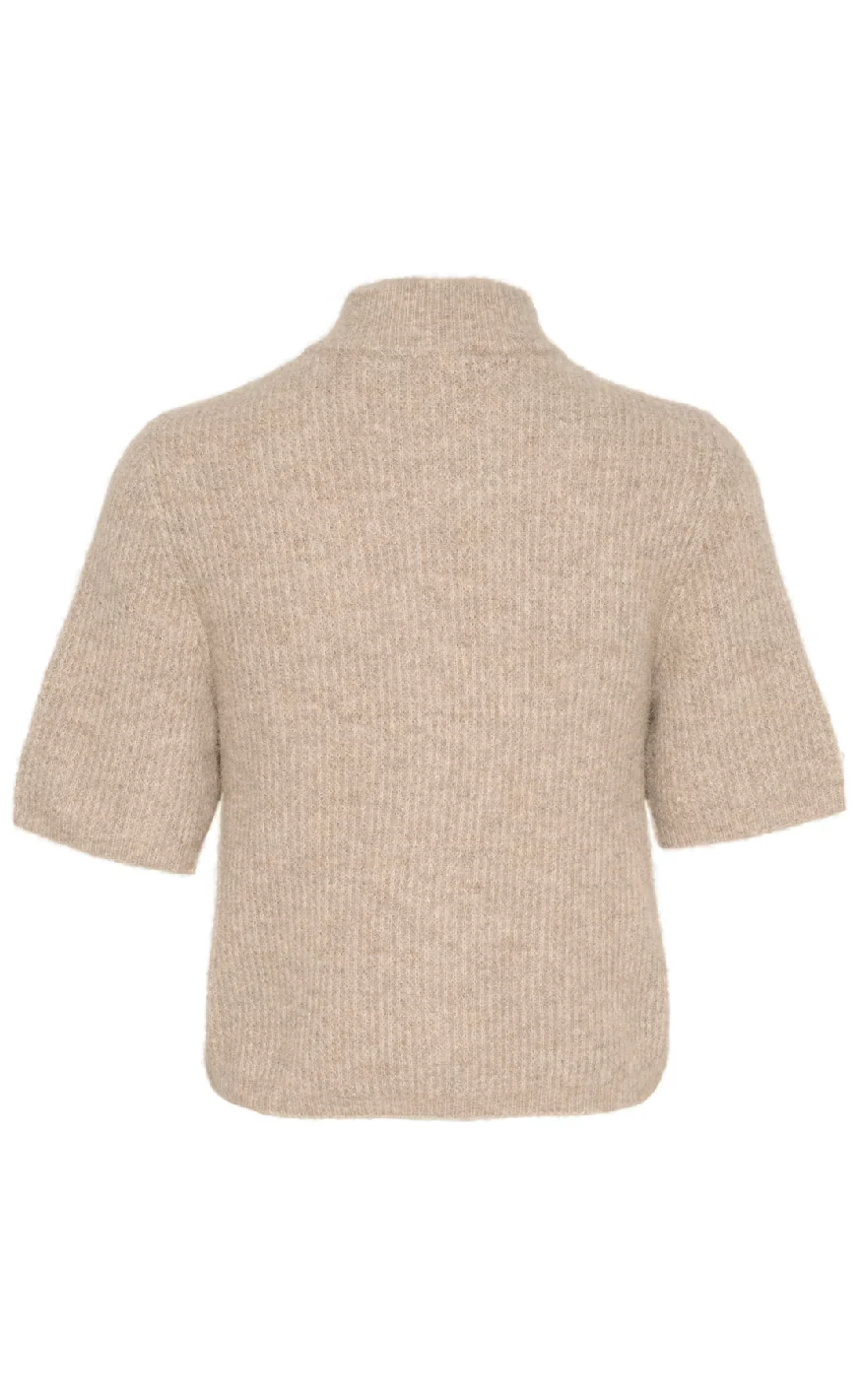 Gestuz Cardigan - Alpha SS - Warm Sand Melange - Image 3
