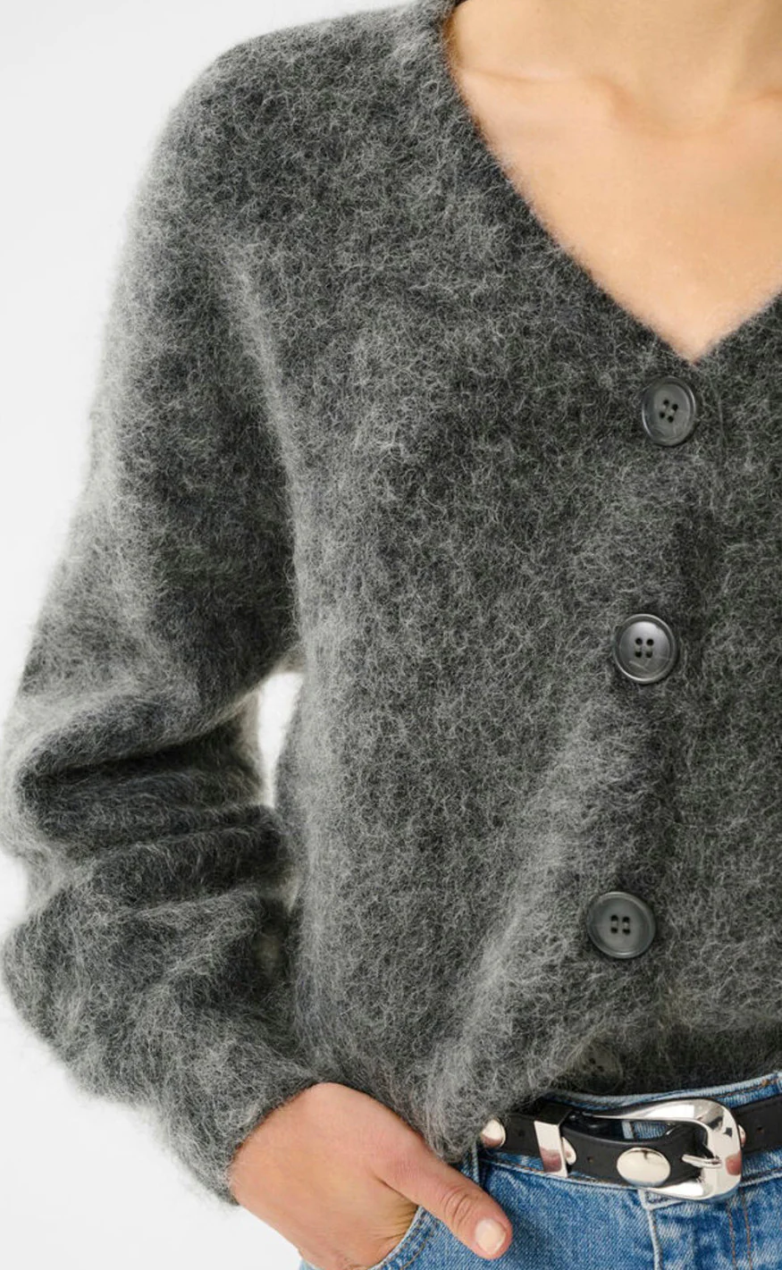 Gestuz Cardigan - Debbie - Charcoal Melange - Image 2