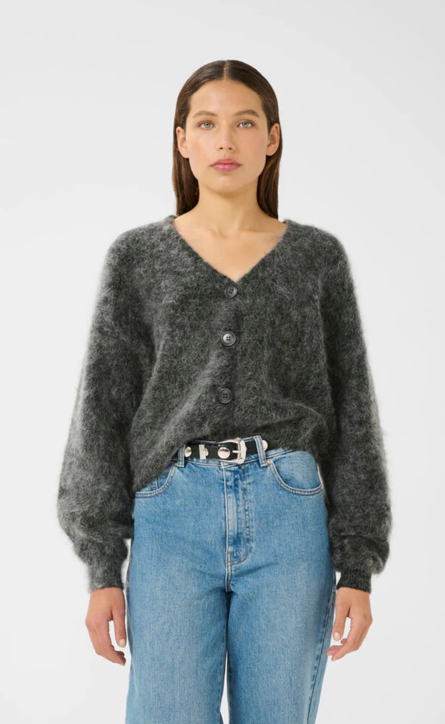 Gestuz Cardigan - Debbie - Charcoal Melange - Image 4