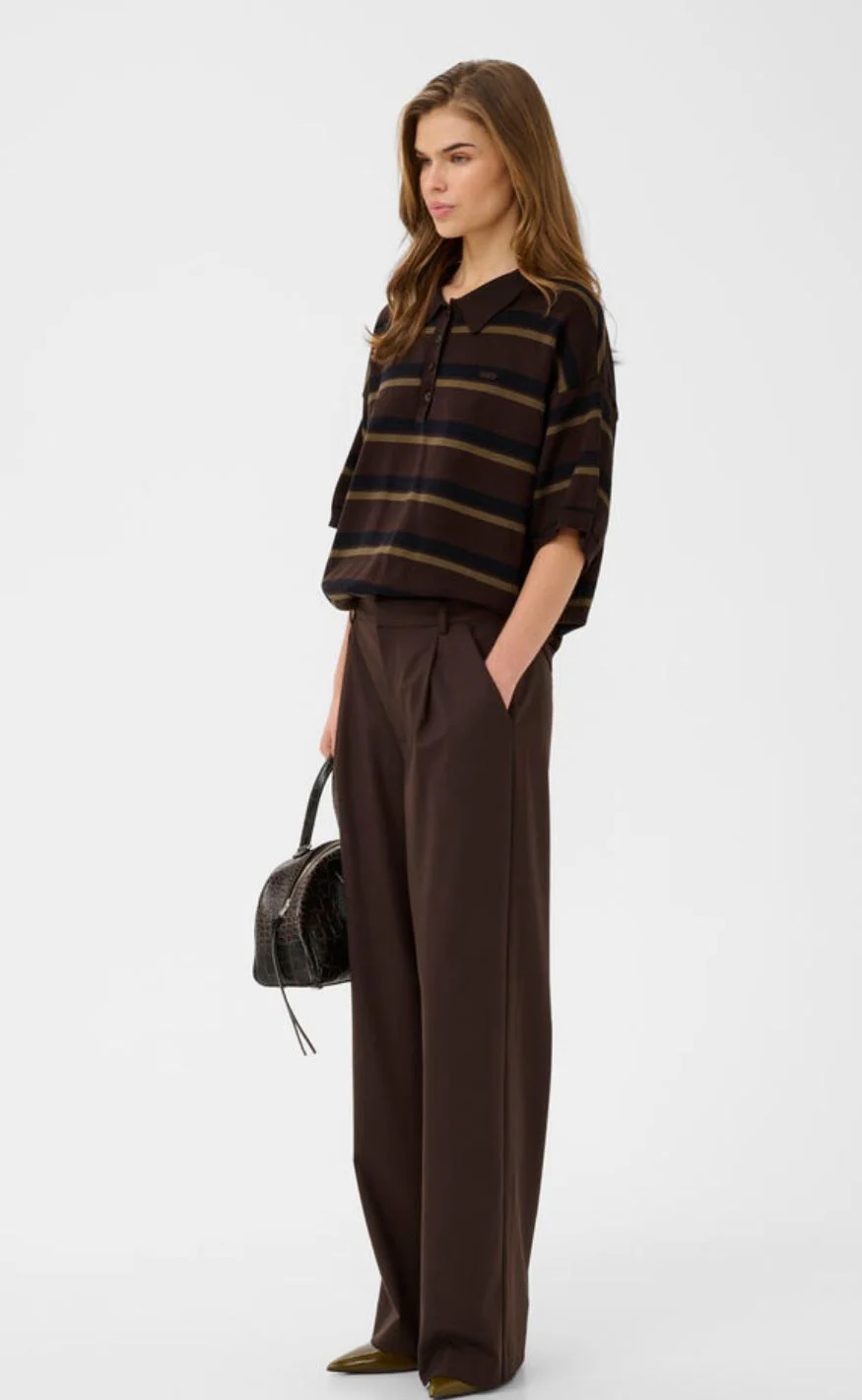 Gestuz Pullover - Taia SS - Mole/Black/Military Olive - Image 2